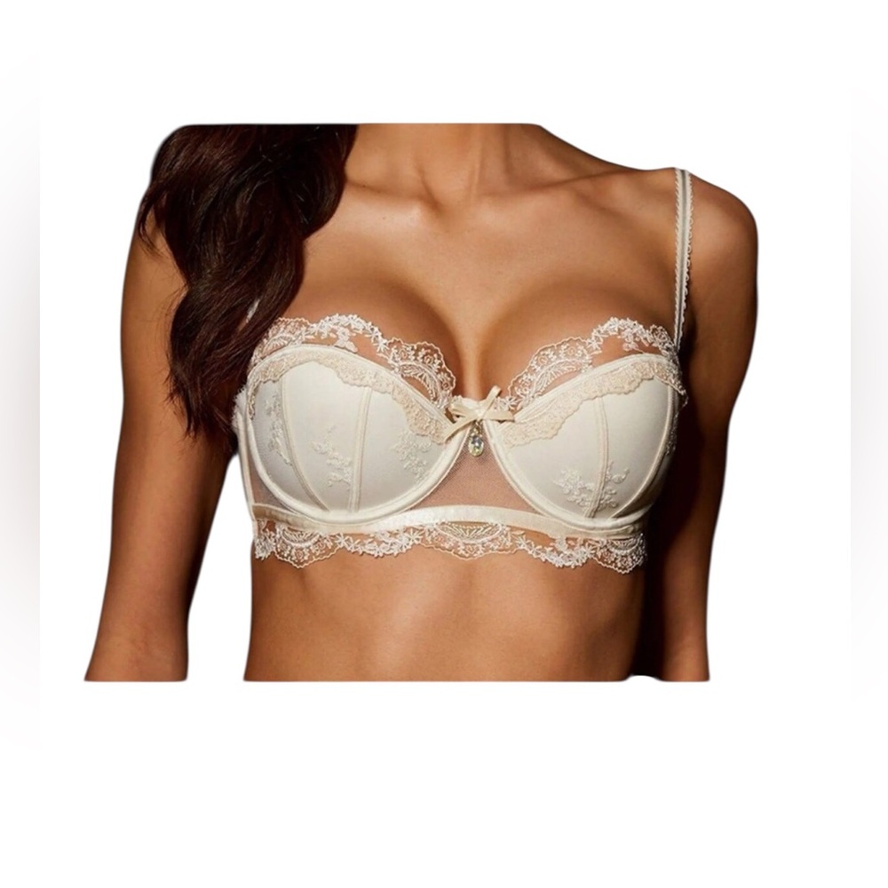 Honey Birdette Daisy Cream Lace Underwire Balconette Push Up Bra